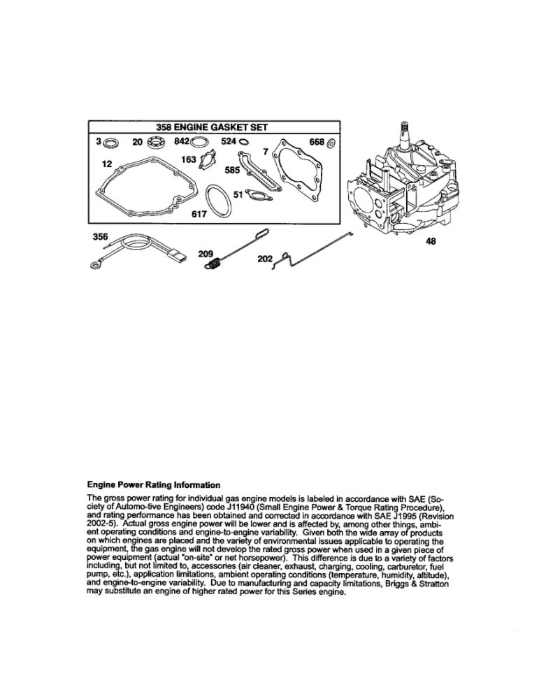 Short Block Diagram and Parts List for 122T02-3824-EA  Briggs and Stratton Engine